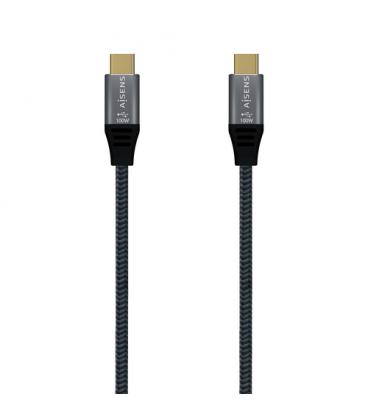 Cable USB 2.0 Tipo-C Aisens A107-0628 5A 100W/ USB Tipo-C Macho - USB Tipo-C Macho/ 1m/ Gris