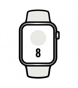 Apple watch series 8/ gps/ cellular/ 41mm/ caja de acero inoxidable plata/ correa deportiva blanca