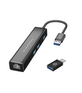 Adaptador conceptronic USB a gigabit ethernet rj45 con hub USB 3.0 3 puertos adaptador USB-c