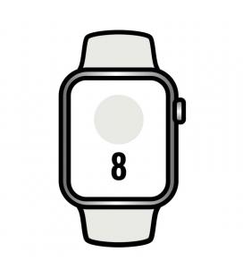 Apple watch series 8/ gps/ cellular/ 45mm/ caja de acero inoxidable plata/ correa deportiva blanca