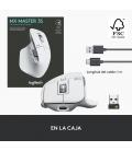 Ratón Ergonómico Inalámbrico por Bluetooth Logitech MX Master 3S/ Batería recargable/ Hasta 8000 DPI/ Gris Pálido