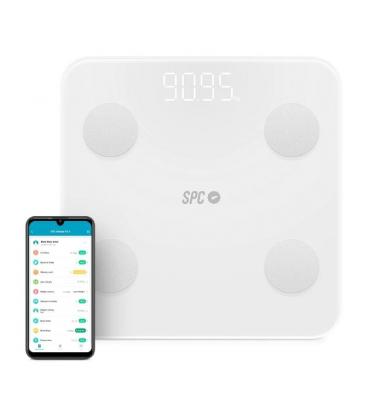 Báscula de baño spc atenea fit 3/ análisis corporal/ bluetooth/ hasta 180kg/ blanca