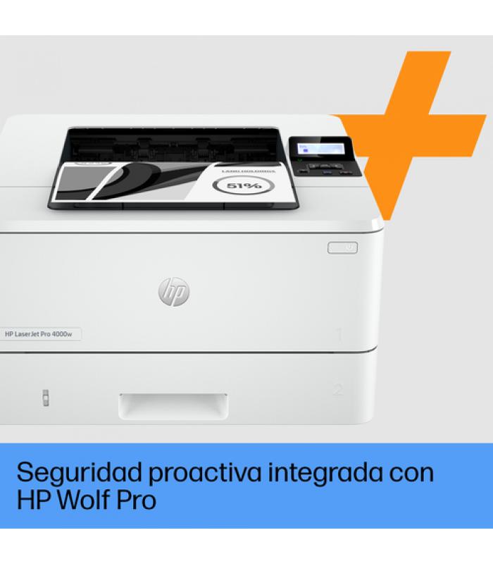 Impresora monocromo hp laserjet pro 4002dwe dúplex/ blanca