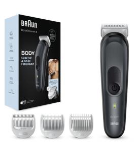 Afeitadora corporal braun bodygroom bg3340 skinshield auto. 80m 3 peines batería