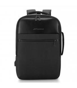 Mochila phoenix berlin de cuero pu y textil con salida usb para carga y asa lateral