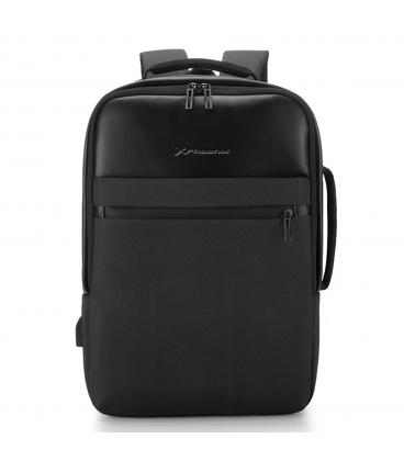 Mochila phoenix berlin de cuero pu y textil con salida usb para carga y asa lateral