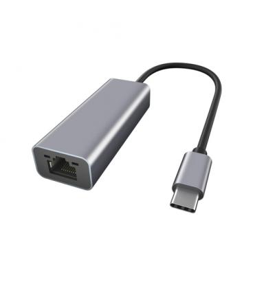 Adaptador de red ewent USB tipo c macho a rj45 hembra gris