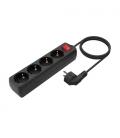 Regleta con Interruptor Aisens A154-0650/ 4 Tomas de Corriente/ Negro