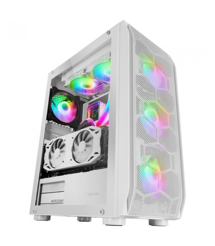 Mars Gaming - MC-X7 Blanco Caja PC Gaming ATX Frontal ARGB Ventilador 12cm  RGB Ventana Lateral