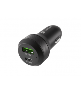 CARGADOR COCHE NATEC CONEY 1XUSB, 1XUSB-C QC3.0, PD 3.0 48W NEGRO