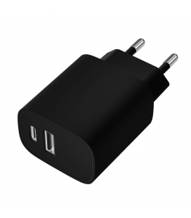 Cargador de pared leotec lecsph20w2k/ 1x usb tipo-c/ 1x usb/ 20w