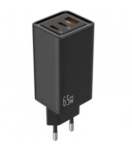 Cargador de pared leotec lecsph65w3k/ 2x usb tipo-c/ 1x usb/ 65w