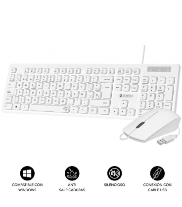 Teclado y ratón subblim combo business slim silencioso/ blanco