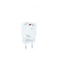 Cargador de Pared TooQ TQWC-QCPD20WT/ 1xUSB-Tipo C/ 1x USB/ 20W/ Blanco