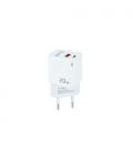 Cargador de Pared TooQ TQWC-QCPD20WT/ 1xUSB-Tipo C/ 1x USB/ 20W/ Blanco