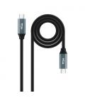Cable USB 3.2 Nanocable 10.01.4300/ USB Tipo-C Macho - USB Tipo-C Macho/ 0.5m/ Gris y Negro