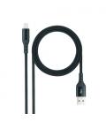 Cable USB 2.0 Lightning Nanocable 10.10.0401-COBK/ USB Macho - Lightning Macho/ 1m/ Negro