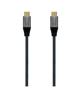 Cable USB 3.1 Tipo-C Aisens A107-0671 20GBPS 100W/ USB Tipo-C Macho - USB Tipo-C Macho/ 1m/ Gris