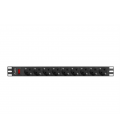REGLETA LANBERG 1U 16A 9X SCHUKO RACK 19" 3M NEGRO