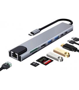 EWENT DOCKING MULTIPUERTO USB-C, 8 en 1, HDMI 4K