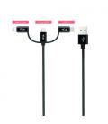 Cable USB 2.0 Nanocable 10.01.3200/ Lightning Macho - Micro USB Macho/ USB Tipo-C Macho/ 1m/ Negro