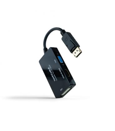 Adaptador DisplayPort Nanocable 10.16.3301-ALL/ HDMI Hembra - DVI-D Hembra - VGA Hembra/ 20cm/ Negro