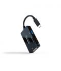 Adaptador Nanocable 10.16.4301-ALL/ USB Tipo-C Macho - HDMI Hembra - DVI-I Hembra - VGA Hembra/ 20cm/ Negro