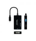 Adaptador Nanocable 10.16.4301-ALL/ USB Tipo-C Macho - HDMI Hembra - DVI-I Hembra - VGA Hembra/ 20cm/ Negro