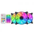 Pack 3 Ventiladores Mars Gaming MF-3DKIT/ 12cm + HUB + Mando a Distancia/ ARGB/ Negro