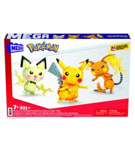 Figura mattel mega construx pokemon 3 pokemon pichu - pikachu y raichu