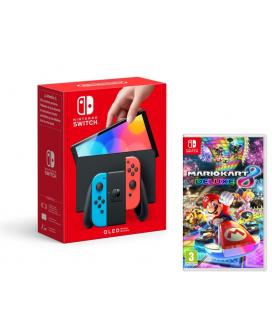 Nintendo switch oled neon + mario kart 8 deluxe