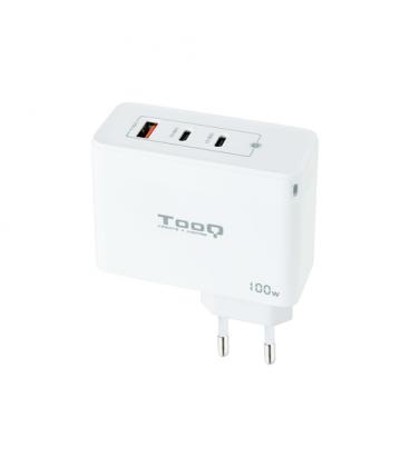 TooQ Cargador de Pared GaN 2xUSB-C/PD + USB-A/QC 100W, Blanco