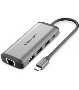 Docking usb tipo-c vention cndhb/ 1xhdmi/ 3xusb/ 1xusb tipo-c/ 1xrj45/ 1xlector tarjetas/ gris