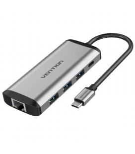 Docking usb tipo-c vention thahb/ 1xhdmi/ 3xusb/ 1xusb tipo-c/ 1xrj45/ 1xlector tarjetas/ 1xaudio/ gris