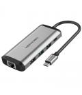 Docking usb tipo-c vention thahb/ 1xhdmi/ 3xusb/ 1xusb tipo-c/ 1xrj45/ 1xlector tarjetas/ 1xaudio/ gris