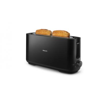Philips Daily Collection Tostadora de plástico con ranura larga y función para panecillos