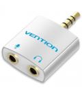 Adaptador audio vention bdbw0/ jack 3.5 macho - 2x jack 3.5 hembra/ blanco