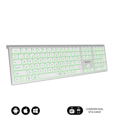 Teclado inalámbrico subblim master/ plata y blanco