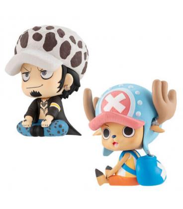 Pack 2 figuras megahouse one piece look up trafalgar d law & tony tony chopper con regalos sorpresa