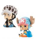 Pack 2 figuras megahouse one piece look up trafalgar d law & tony tony chopper con regalos sorpresa