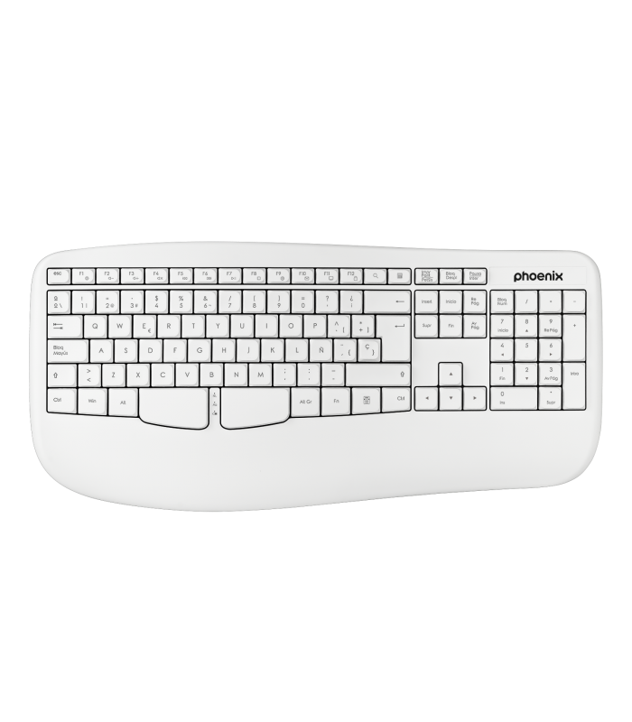 Phoenix k201 teclado ergonómico inalámbrico blanco