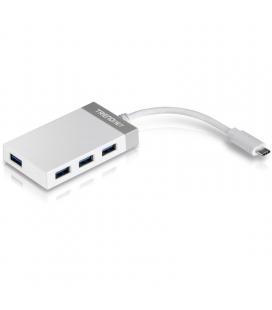 Hub usb tipo-c trendnet tuc-h4e/ 4xusb/ blanco y gris