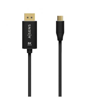 AISENS Cable Conversor Aluminio USB-C a Displayport 8K@60Hz, USB-C/M-DP/M, Negro, 0.8M