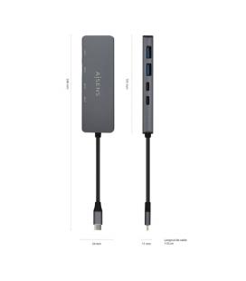 Hub USB Tipo-C Aisens A109-0744/ 2xUSB/ 2xUSB Tipo-C/ Gris