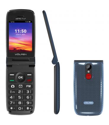 Telefono movil volfen astro flip azul tipo concha - pantalla 2.8 pulgadas - dual sim - camara 0.3mpx
