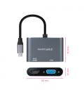 Conversor Nanocable 10.16.4303/ USB Tipo-C Macho/ HDMI Hembra - VGA Hembra/ 15cm/ Gris