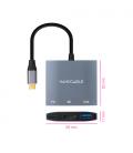 Nanocable Conversor USB-C a HDMI/USB3.0/USB-C PD, 15 cm, Gris