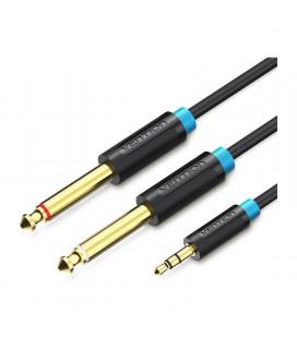 Cable estéreo vention bacbg/ jack 3.5 macho - 2x jack 6.5 macho/ 1.5m/ negro