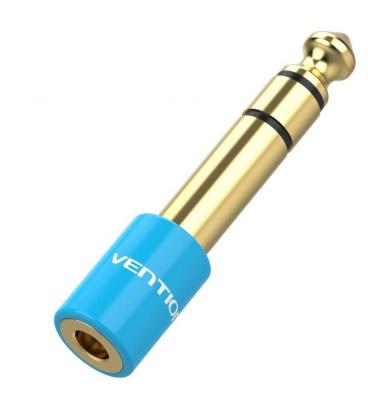 Adaptador jack vention vab-s01-l/ jack 6.5 macho - jack 3.5 hembra/ azul