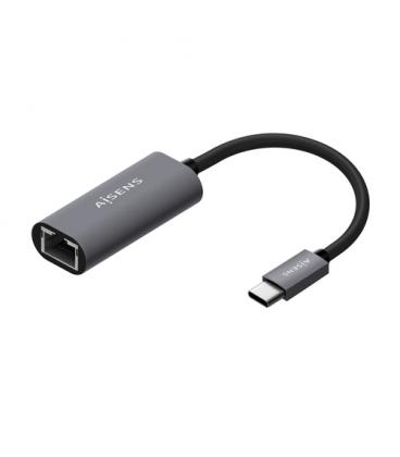 Adaptador USB Tipo-C Aisens A109-0709/ USB Tipo-C Macho - RJ45 Hembra/ 1000Mbps/ 15cm/ Gris